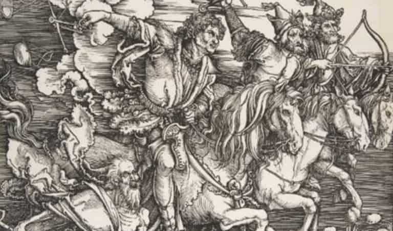 Detalhe de Os Quatro Cavaleiros do Apocalipse de Albrecht Dürer, de “O Apocalipse” (série) c. 1496/1498
